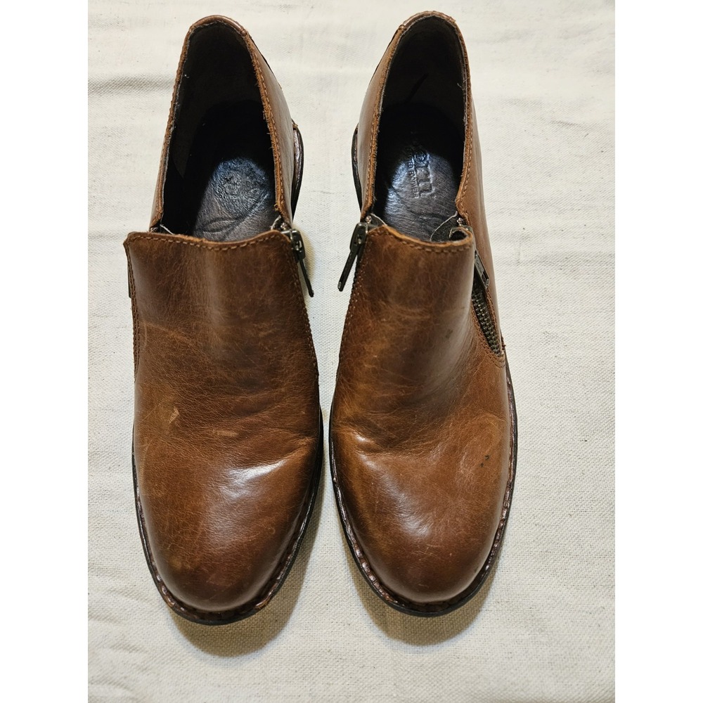 BOC by Born Concept Brown Leather Clogs Mules Platform Wedge Shoes Womens